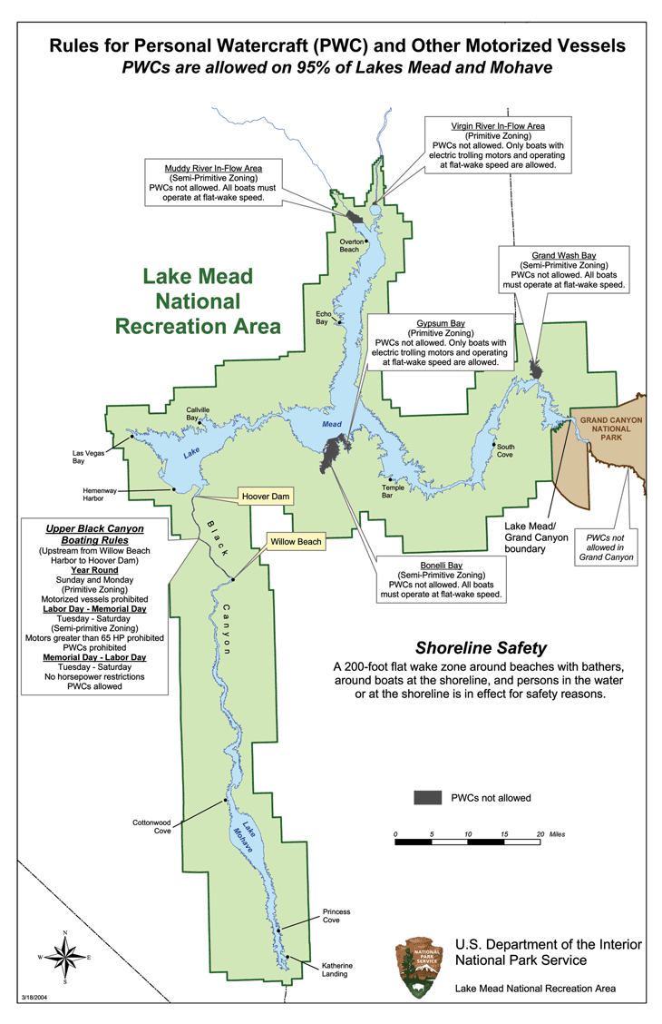 Map of Lake Mead, Las Vegas, NV
